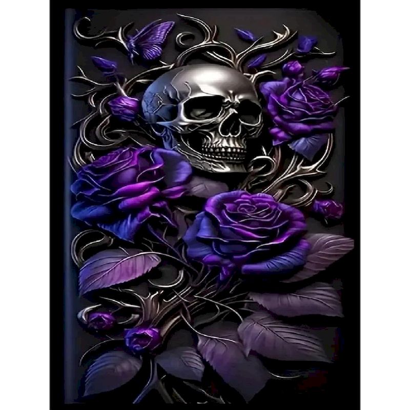 Home Decor Handicraft - RUOPOTY Flower Skull Diamond Painting Embroidery