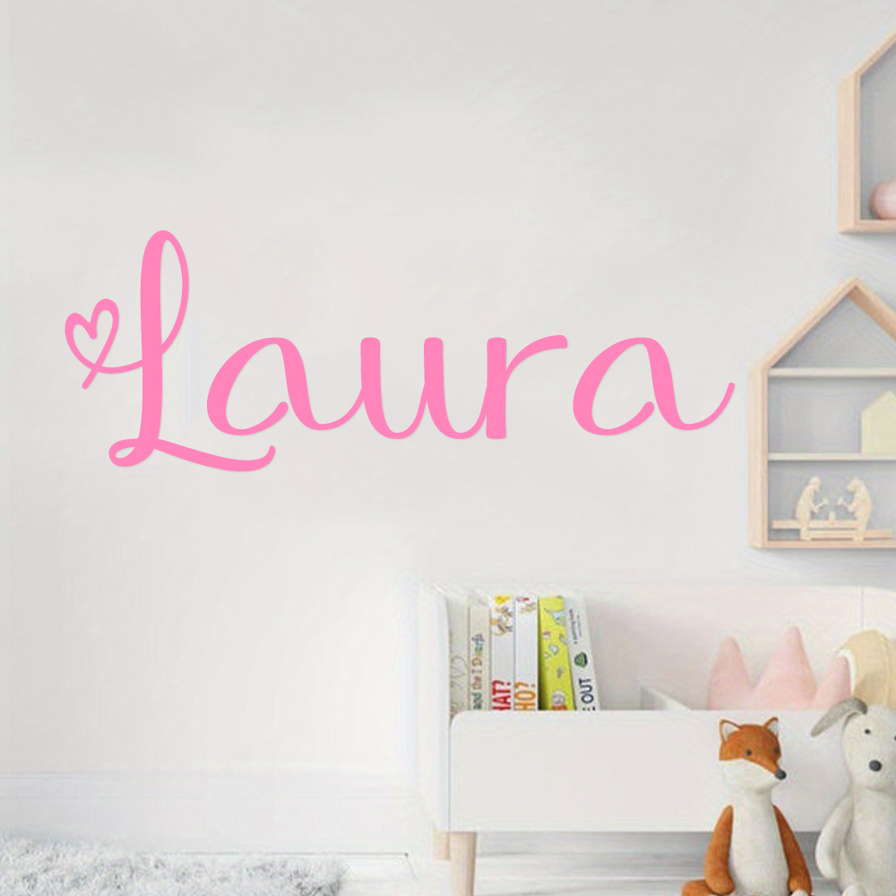 Home Decor Wall Stickers - 1pc Custom Heart Cursive Name Wall