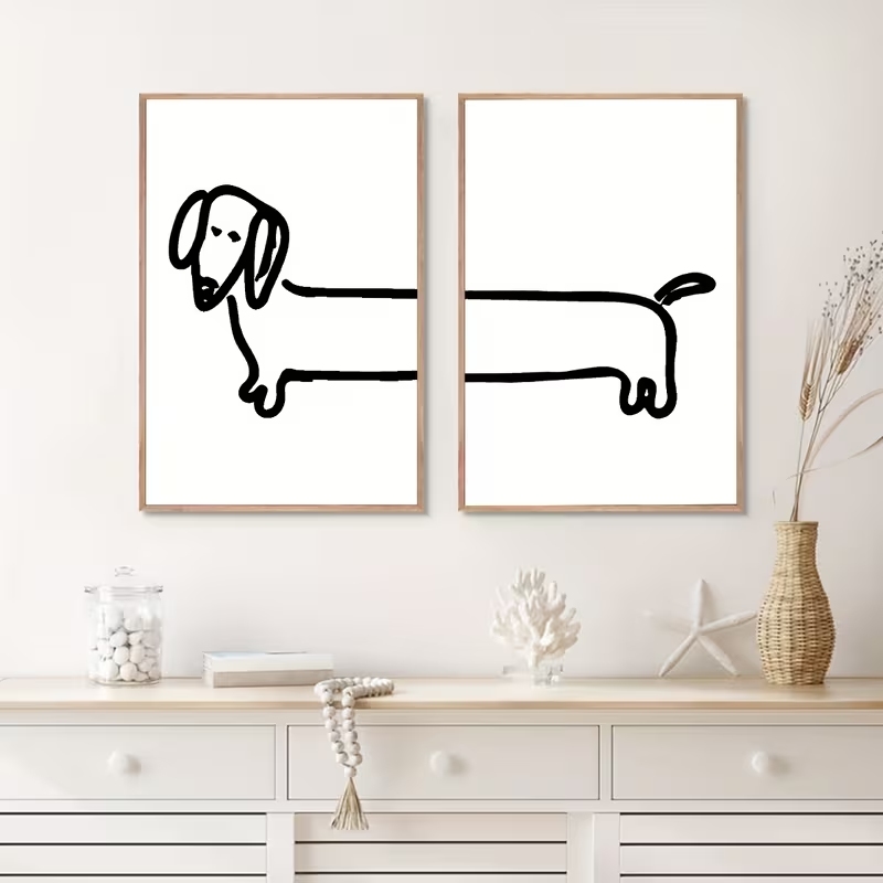 Home Decor Nepal - 2PCS Modern Dachshund Funny DogWall Art