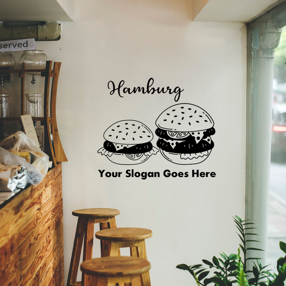 Home Decor Wall Stickers - 1PC Cool Hamburger Customized Text Wall