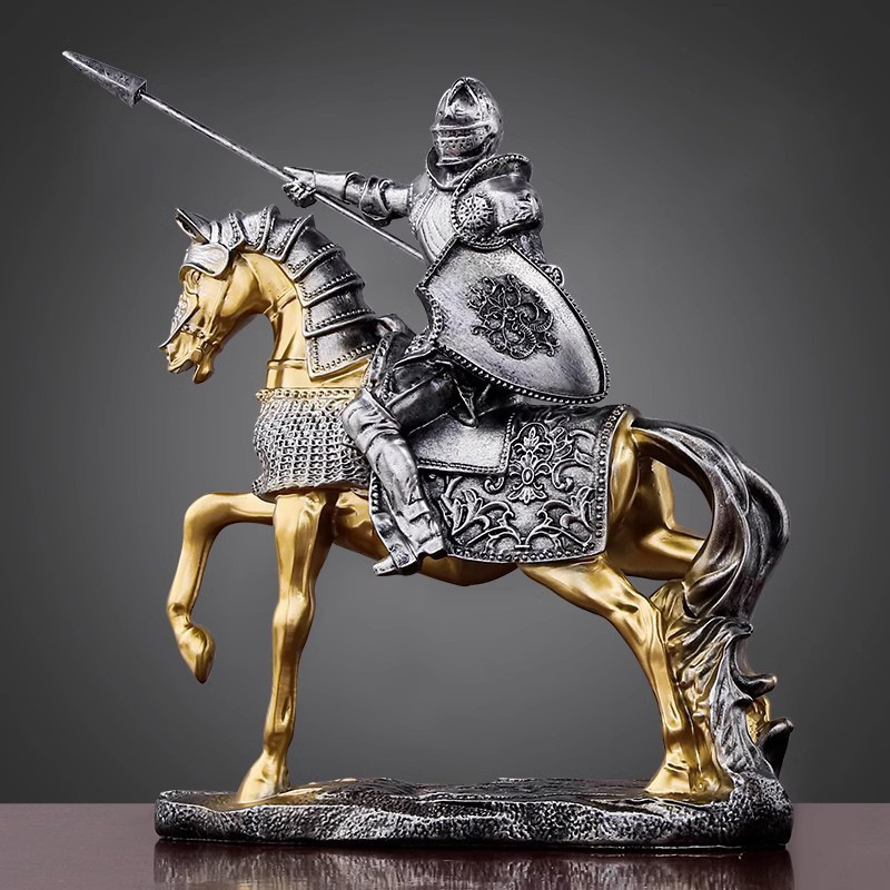Home Decor Medieval - Home Decor Sculpture Knight Bronze Warhorse