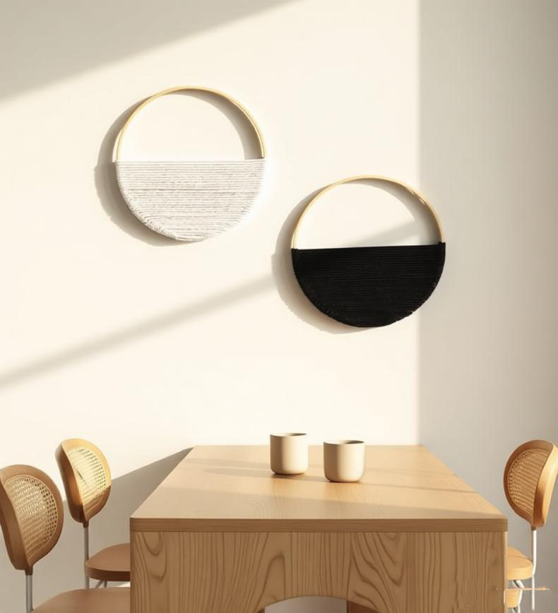 Macrame Wall Hanging - 2pcs Bamboo Circle Wall Hanging Round