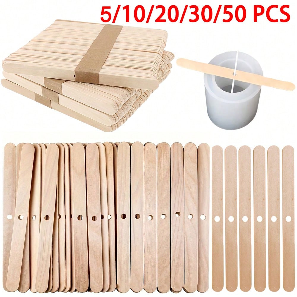 Scented Candle Set - 5/10/20/30/50pcs Wooden Candle Wick Holder 1