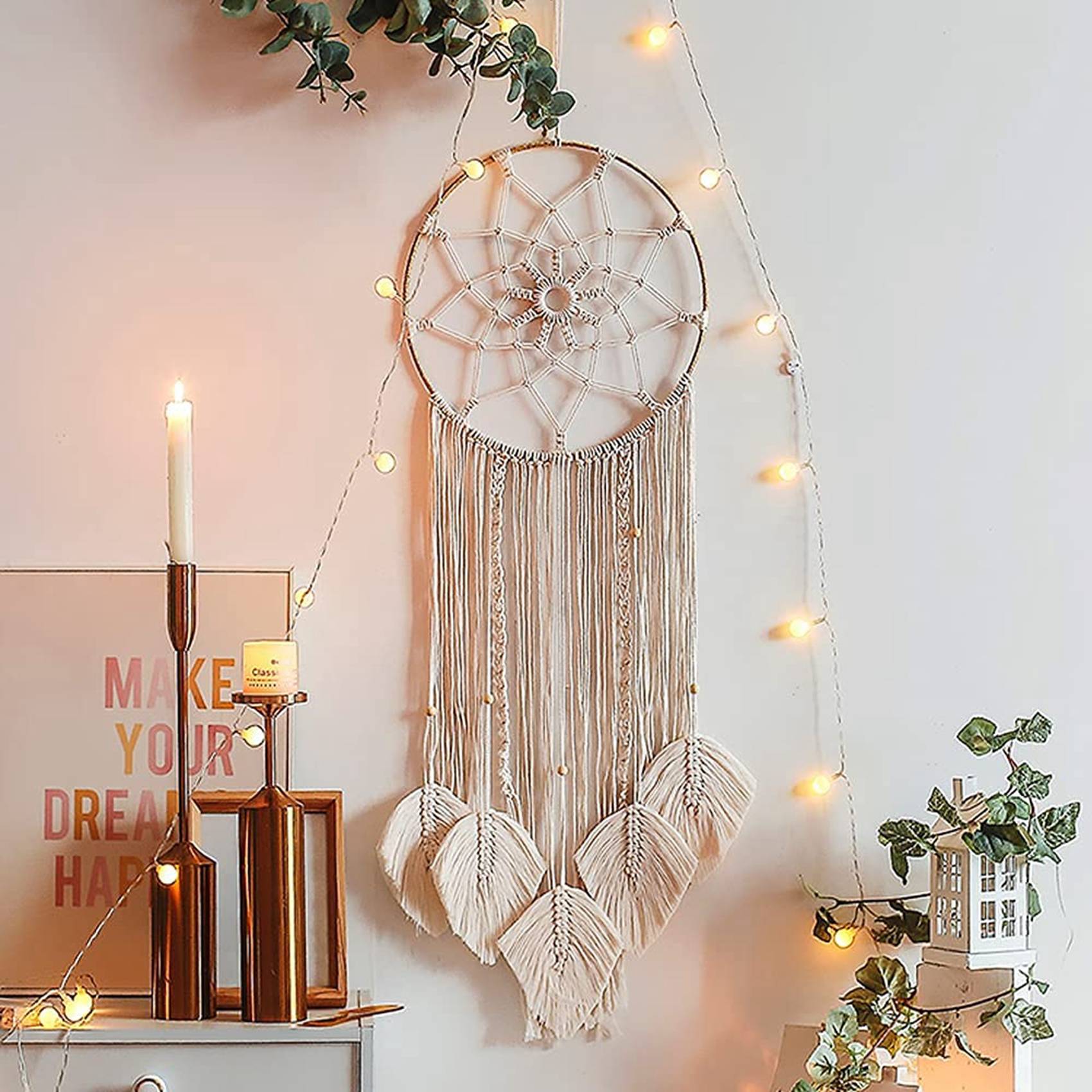 Macrame Wall Hanging - ABRW-Macrame Dream Catcher Large Wall Hanging