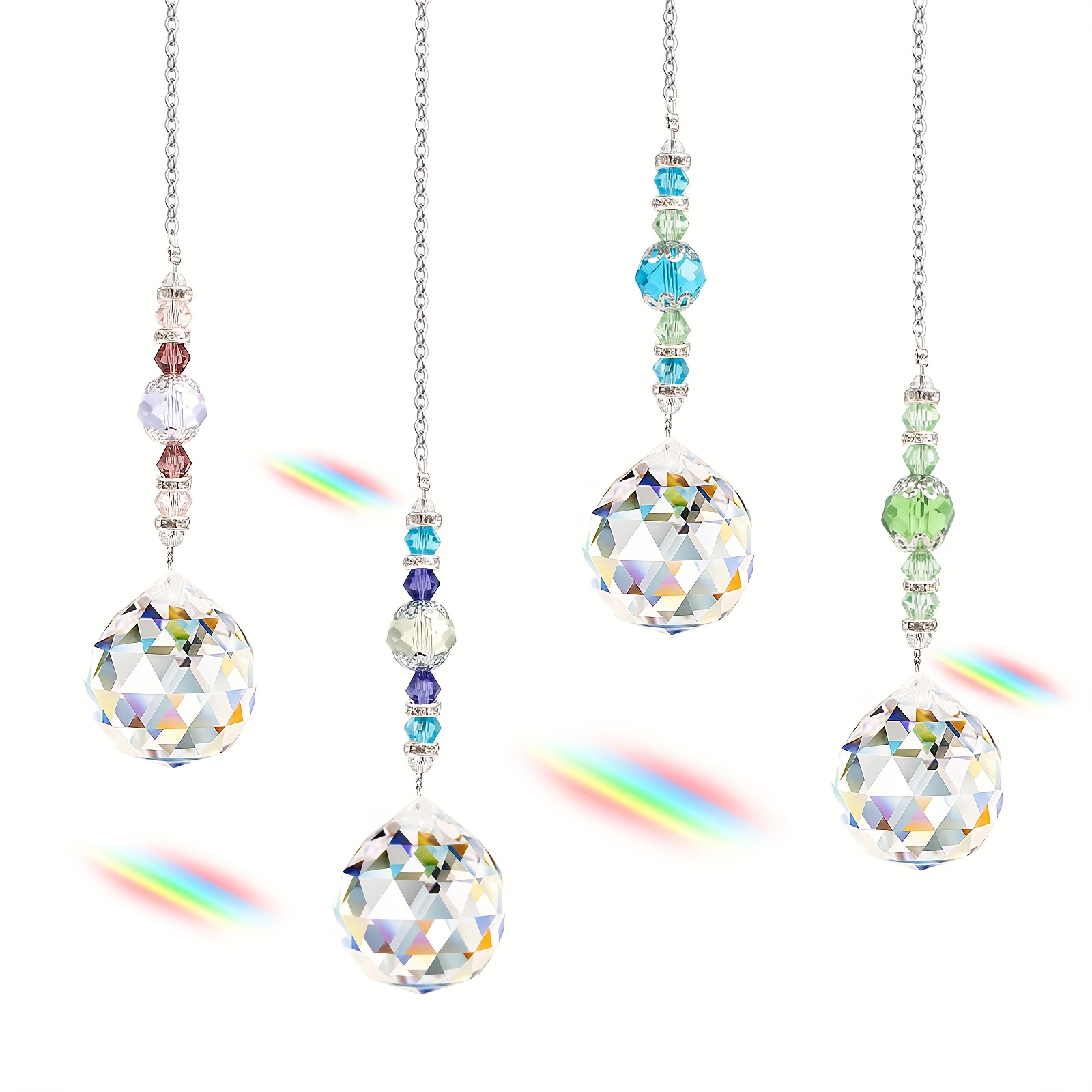 Crystal Sun Catcher - 4 Pcs Window Crystal Suncatcher Hanging,