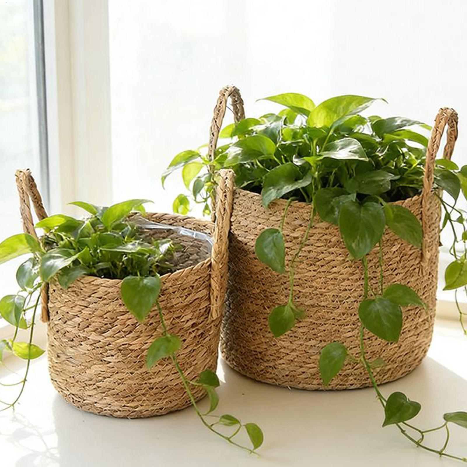 Home Decor Handicraft - Planter Basket Straw Flowerpot Wicker Planter