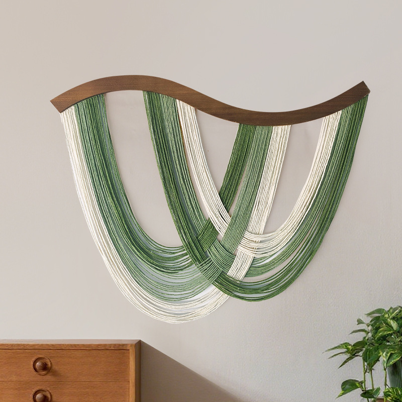 Macrame Wall Hanging - Curved Wooden Board Macrame Wall Hanging,