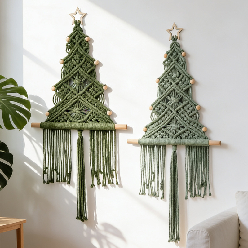 Macaron Hand Woven Christmas T - Macrame Wall Hanging ulasan dan harga