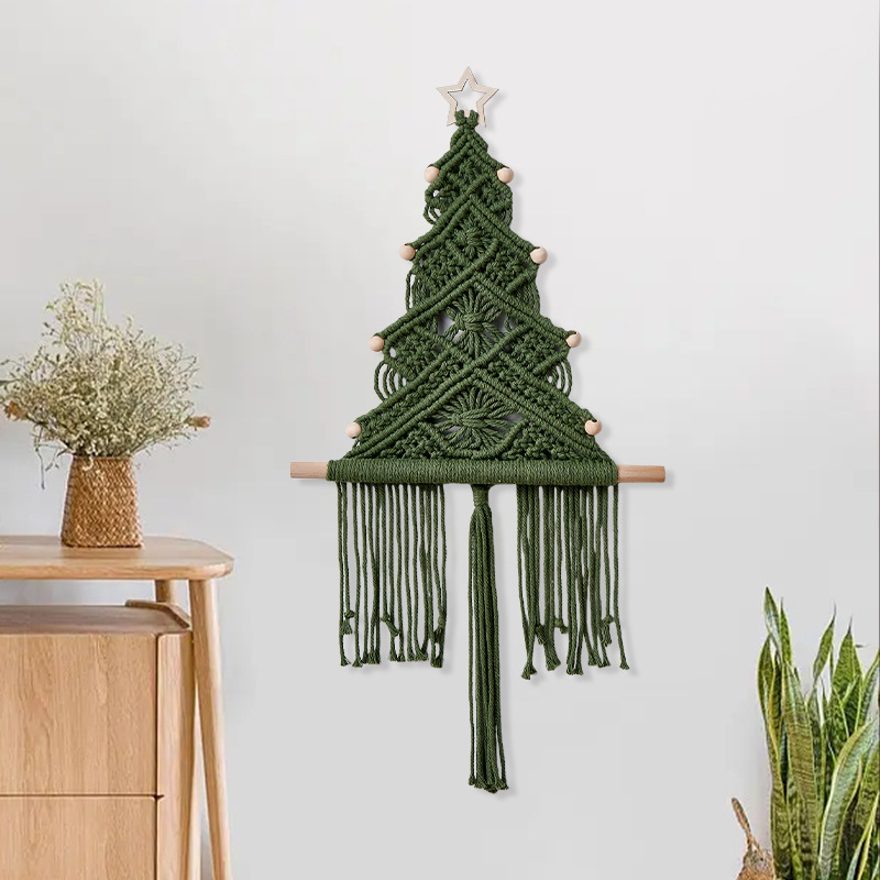 Macaron Hand Woven Christmas T - Macrame Wall Hanging ulasan dan harga