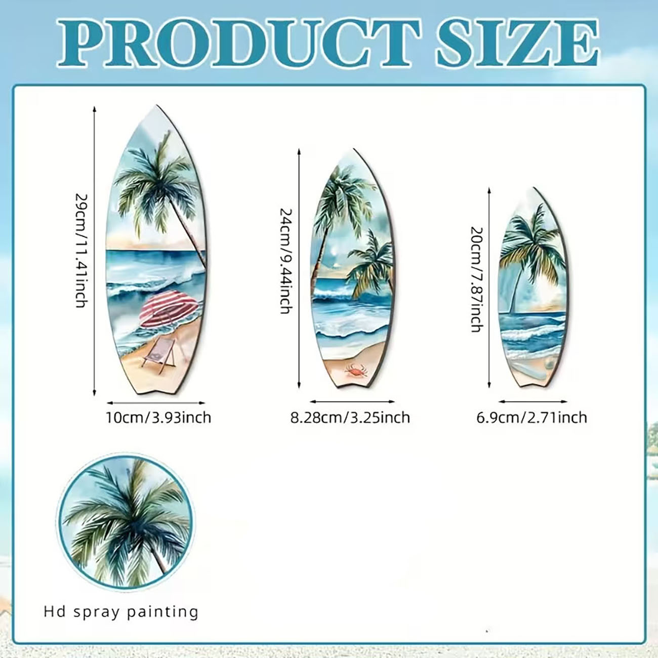 3pcs Ocean View Surfboard Wood - Home Decor Nautical ulasan dan harga