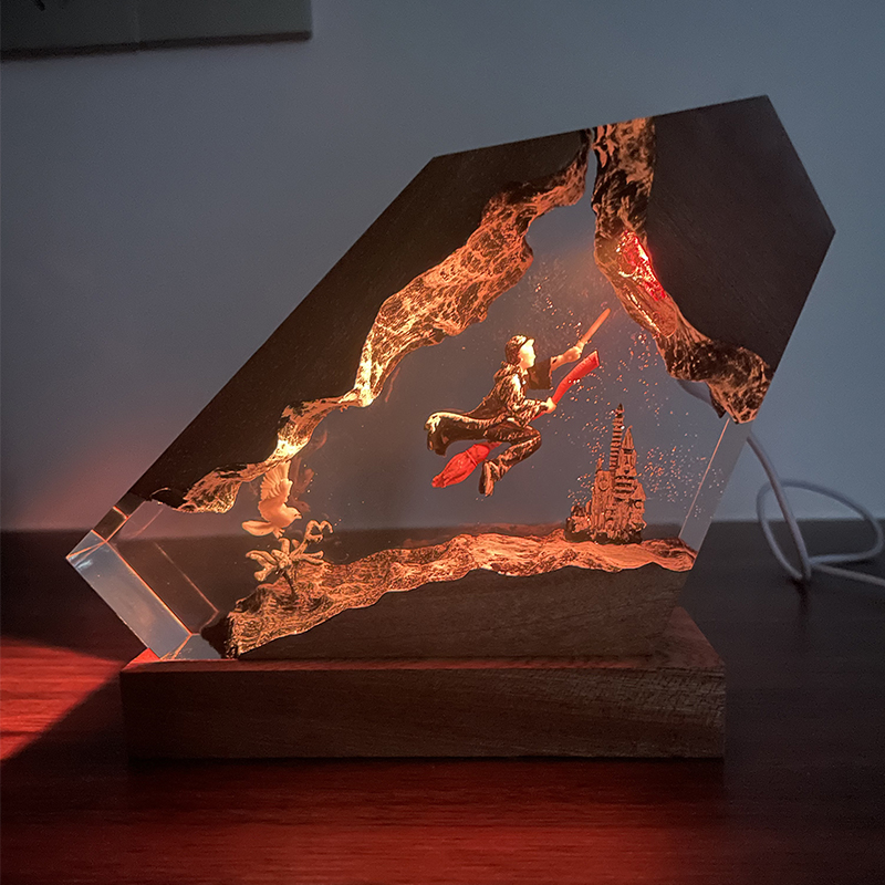 Wood Resin Epoxy Lamp Wizard B - Home Decor Resin ulasan dan harga