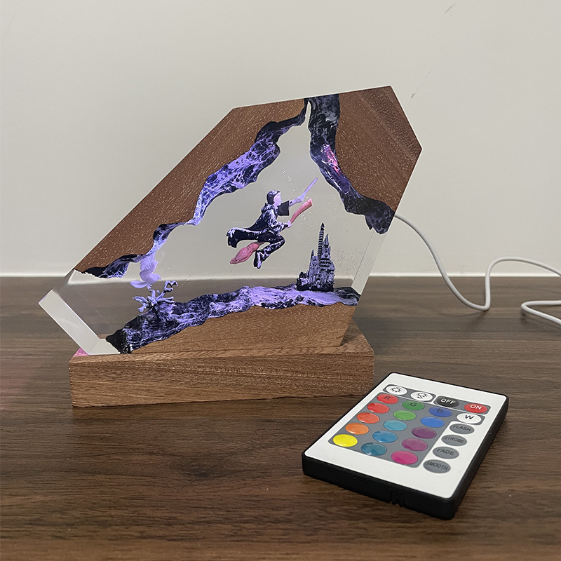 Wood Resin Epoxy Lamp Wizard B - Home Decor Resin ulasan dan harga