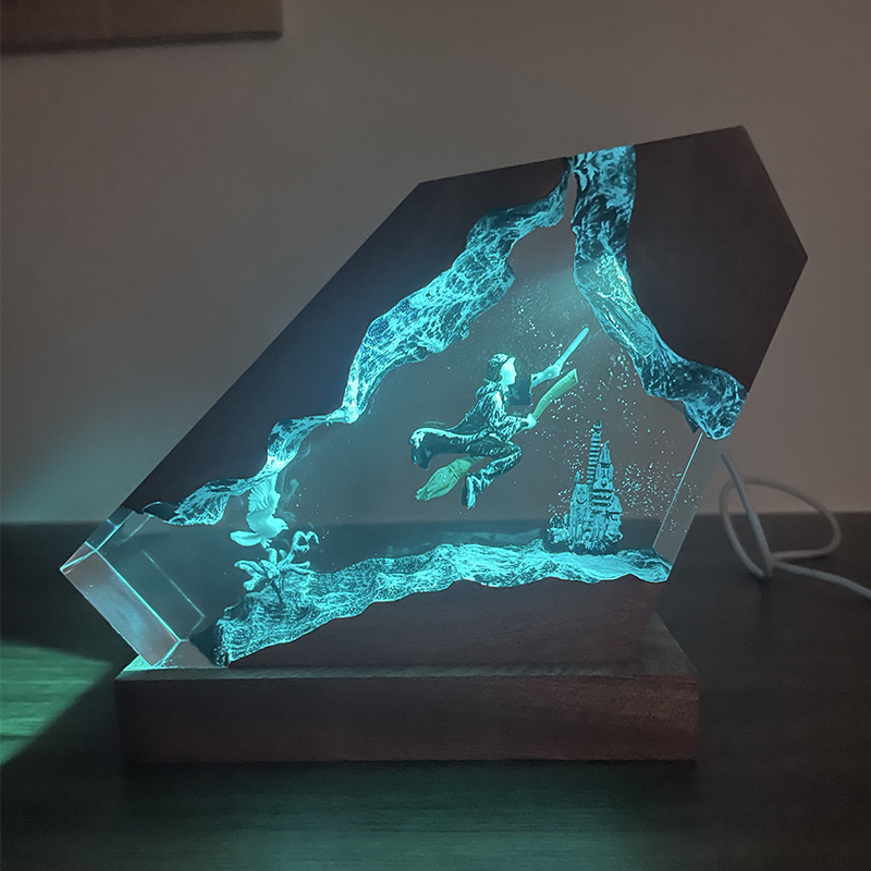 Wood Resin Epoxy Lamp Wizard B - Home Decor Resin ulasan dan harga