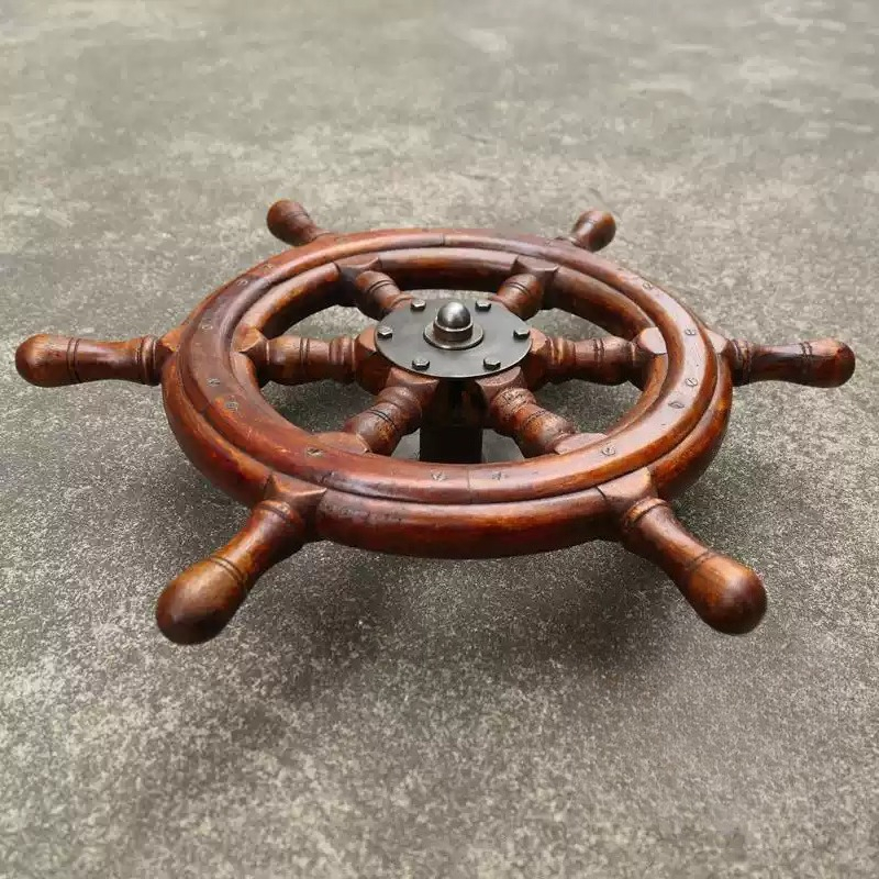 55CM Solid Wood Ship Steering  - Home Decor Nautical ulasan dan harga