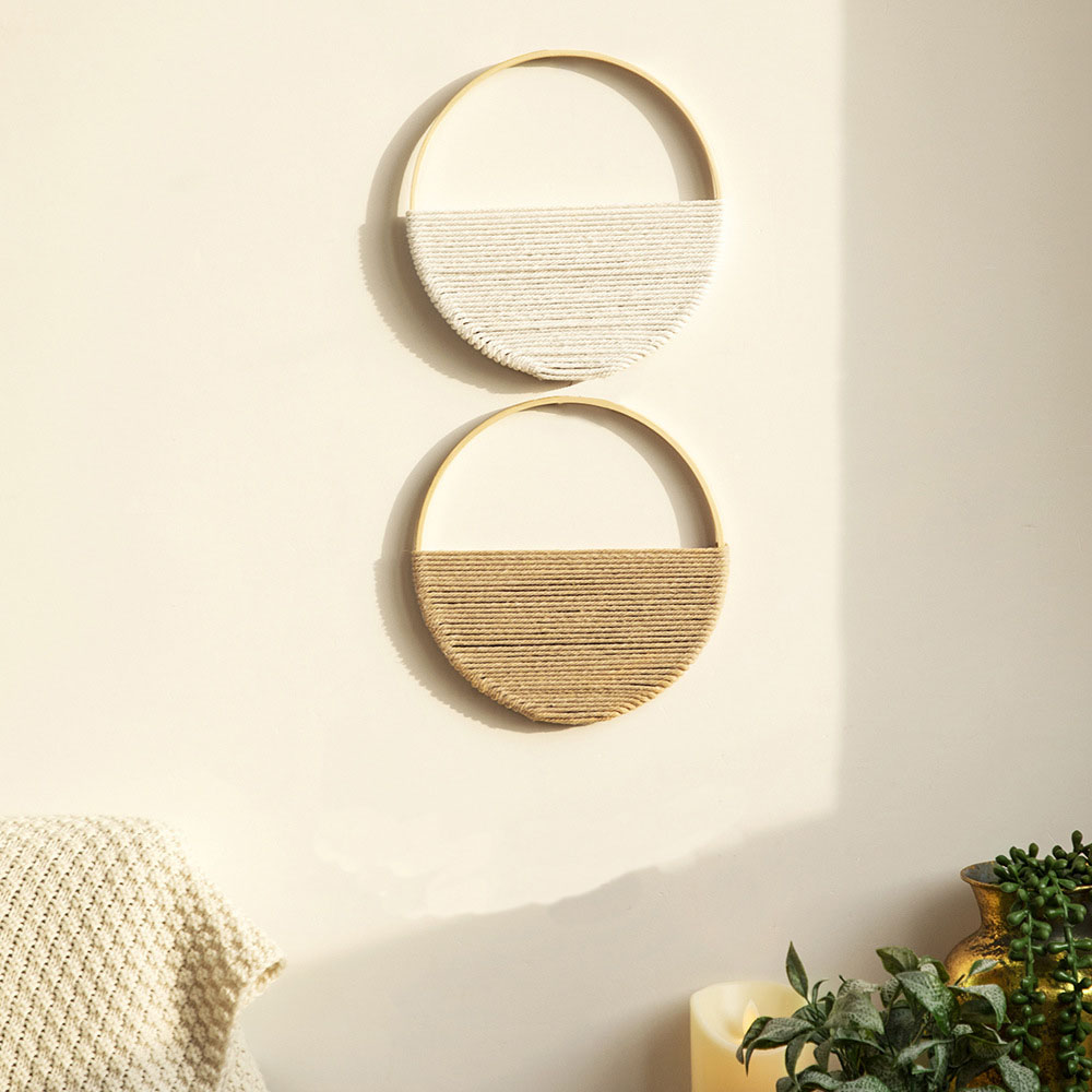 2pcs Bamboo Circle Wall Hangin - Macrame Wall Hanging ulasan dan harga