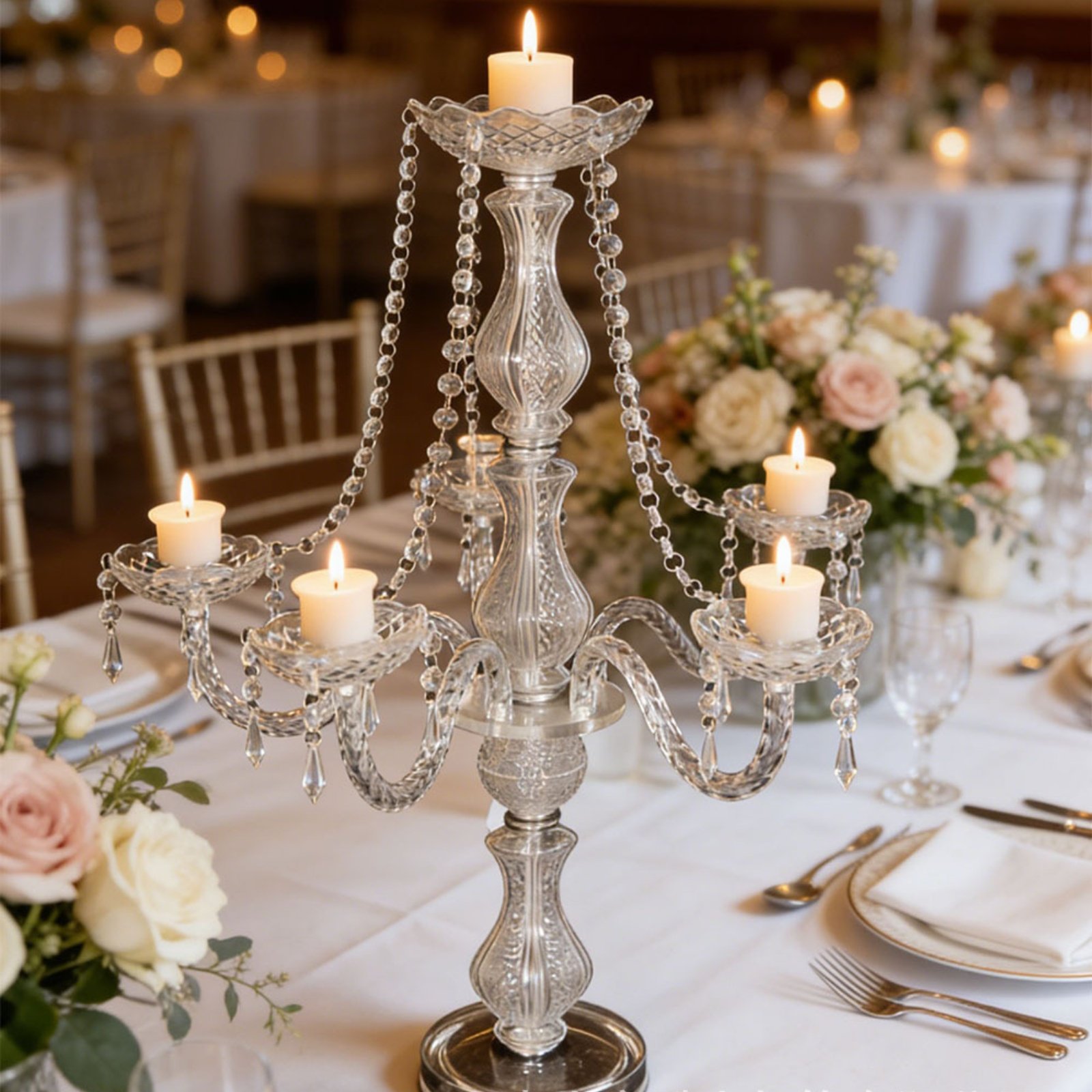 Crystal Candelabra Elegant Wed - Home Decor Luxury ulasan dan harga