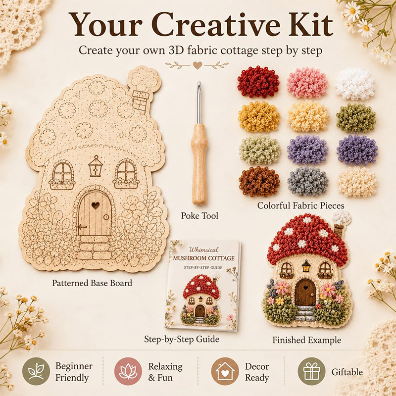 3D Mushroom House Poke Art DIY - Home Decor Com ulasan dan harga