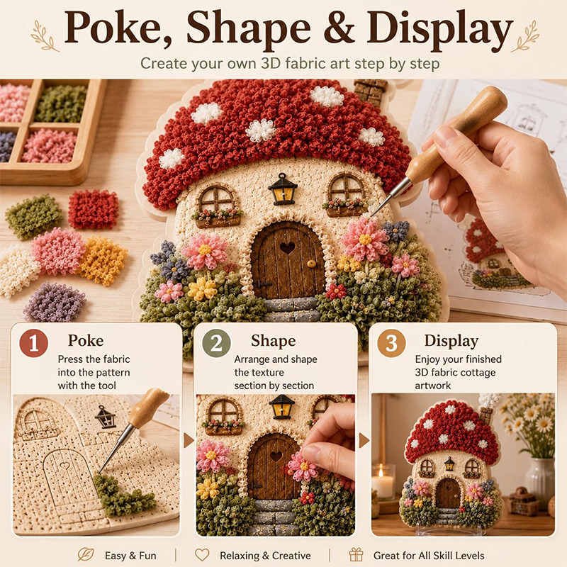 3D Mushroom House Poke Art DIY - Home Decor Com ulasan dan harga