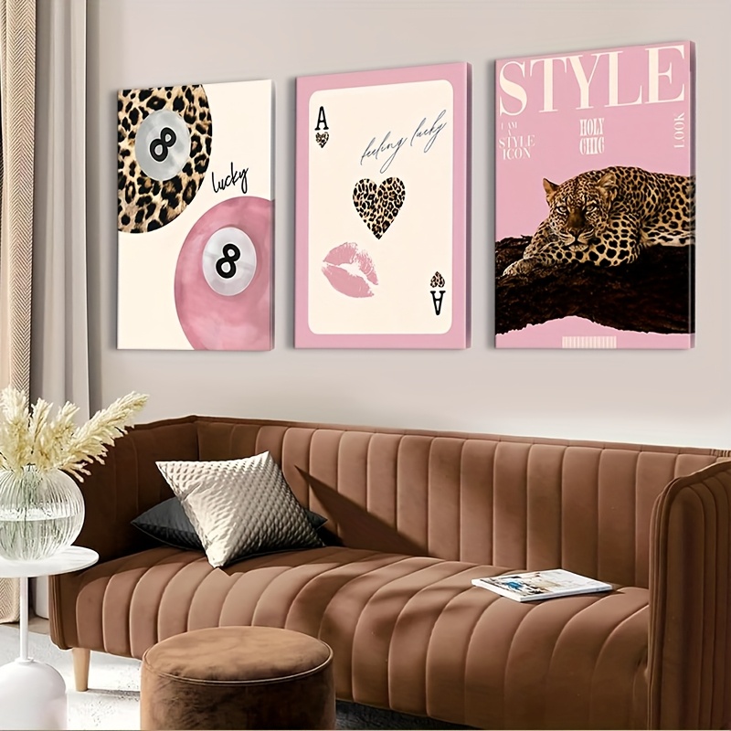 3pcs Leopard Cheetah Canvas Wa - Home Decor Luxury ulasan dan harga