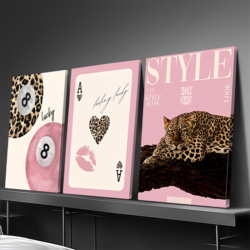 3pcs Leopard Cheetah Canvas Wa - Home Decor Luxury ulasan dan harga
