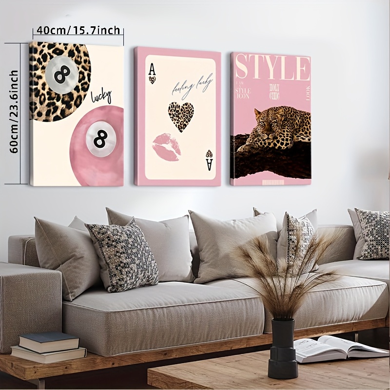 3pcs Leopard Cheetah Canvas Wa - Home Decor Luxury ulasan dan harga