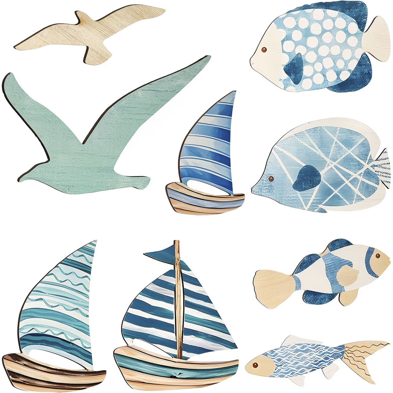 9Pcs Tropical Fish Seagull Sai - Home Decor Nautical ulasan dan harga