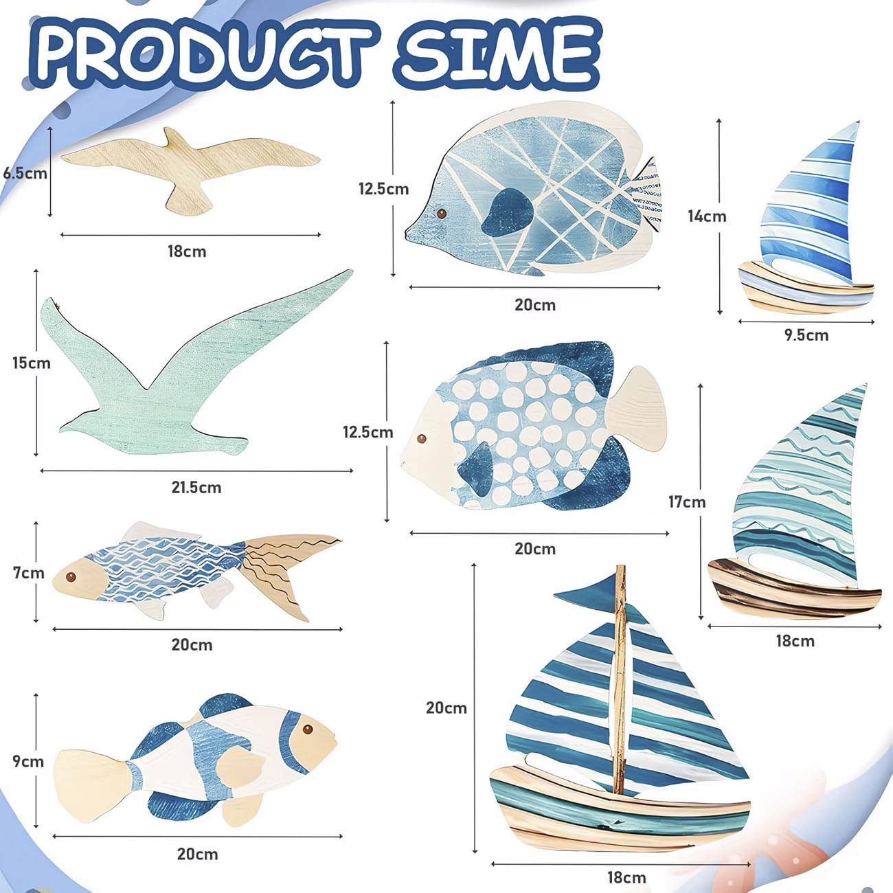 9Pcs Tropical Fish Seagull Sai - Home Decor Nautical ulasan dan harga