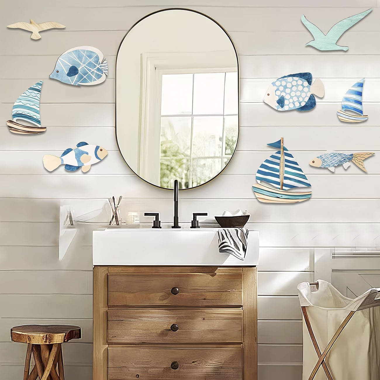 9Pcs Tropical Fish Seagull Sai - Home Decor Nautical ulasan dan harga