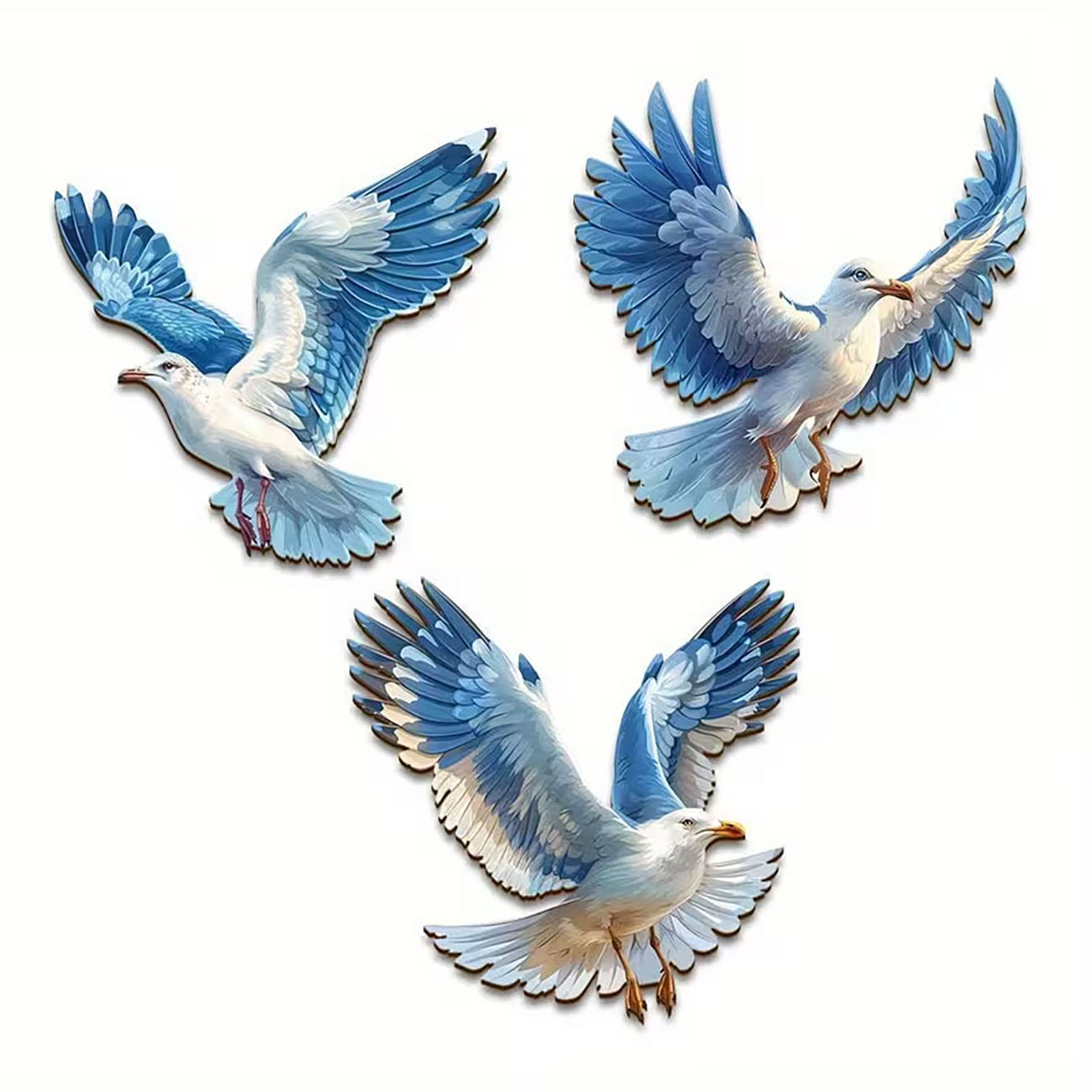 3 Pcs Wooden Seagull Wall Deco - Home Decor Nautical ulasan dan harga
