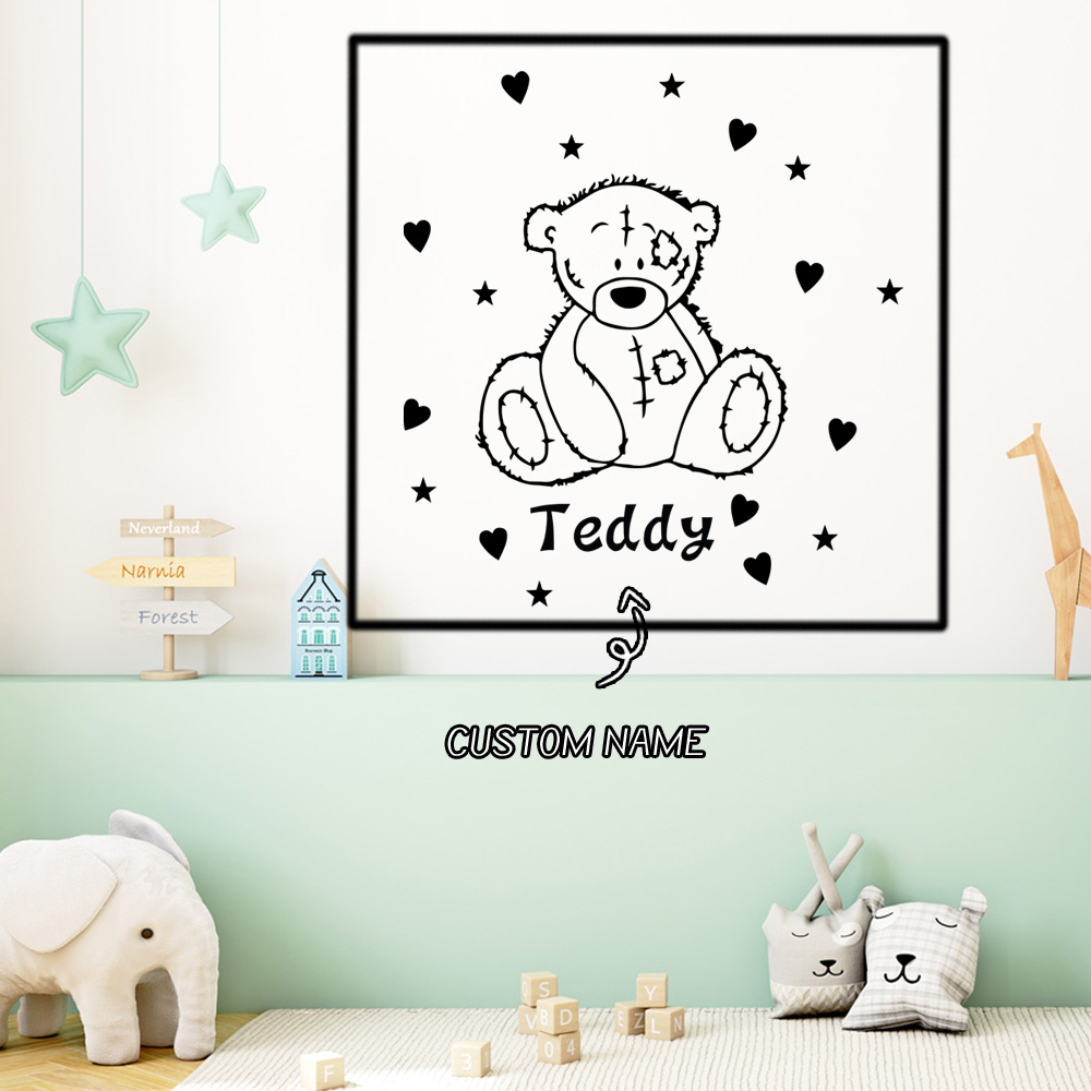 1PC Romantic Teddy bear Custom - Home Decor Wall Stickers ulasan dan harga