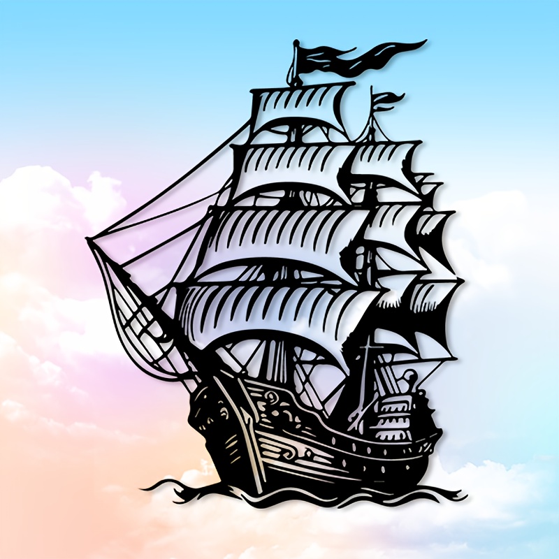 1pc Pirate Ship Metal Wall Art - Home Decor Nautical ulasan dan harga