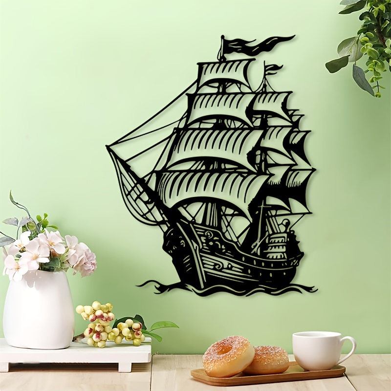 1pc Pirate Ship Metal Wall Art - Home Decor Nautical ulasan dan harga