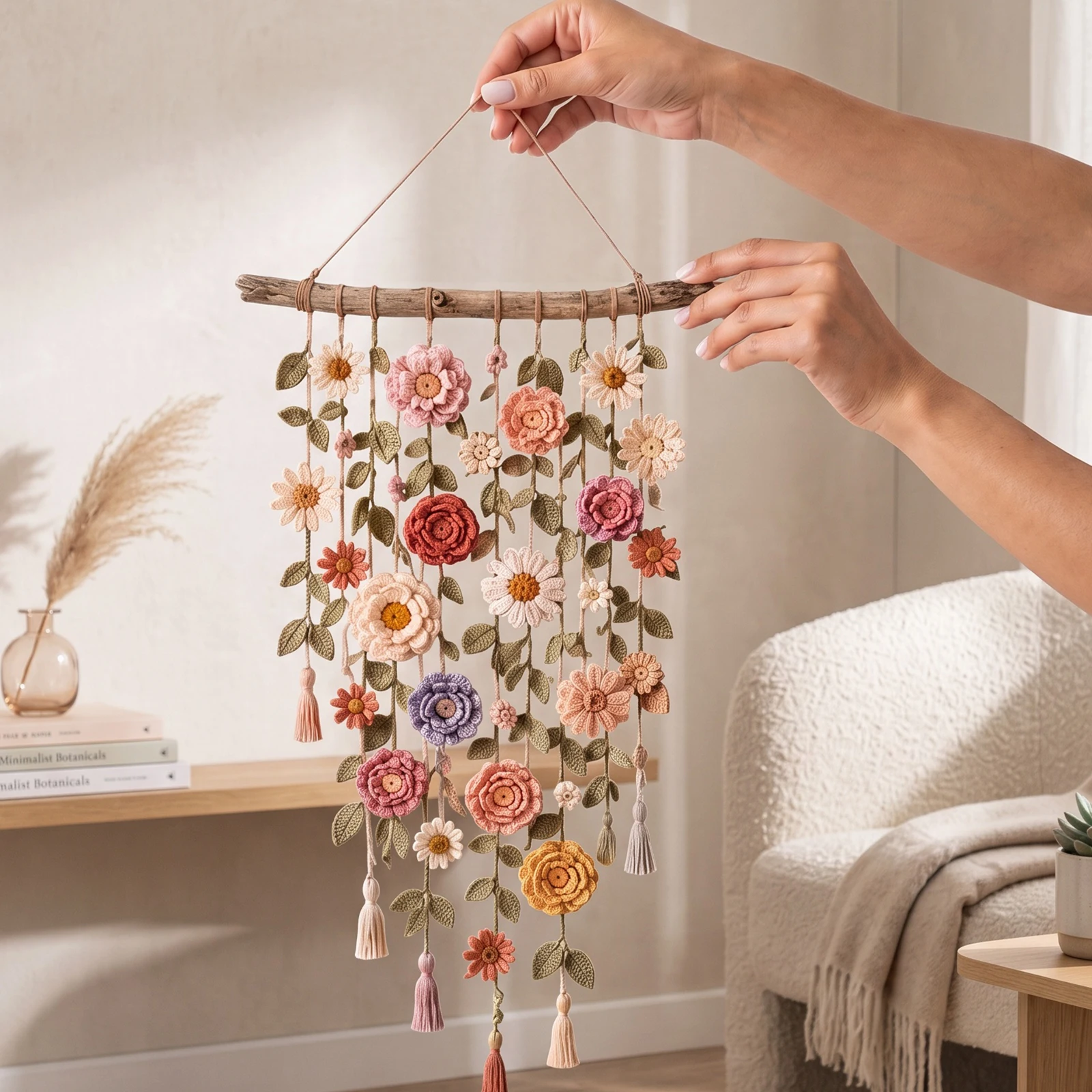 Floral Vine Decor Boho Crochet - Macrame Wall Hanging ulasan dan harga